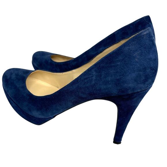Marc Fisher Pumps Women's Size 8.5 Blue Suede 4" Platform Stilettos Round Toe - Picture 4 of 9